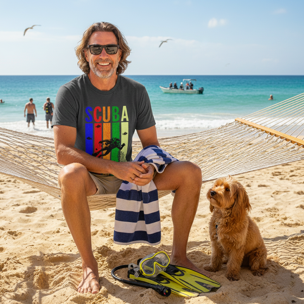 Retro Rainbow SCUBA Diver T-Shirt