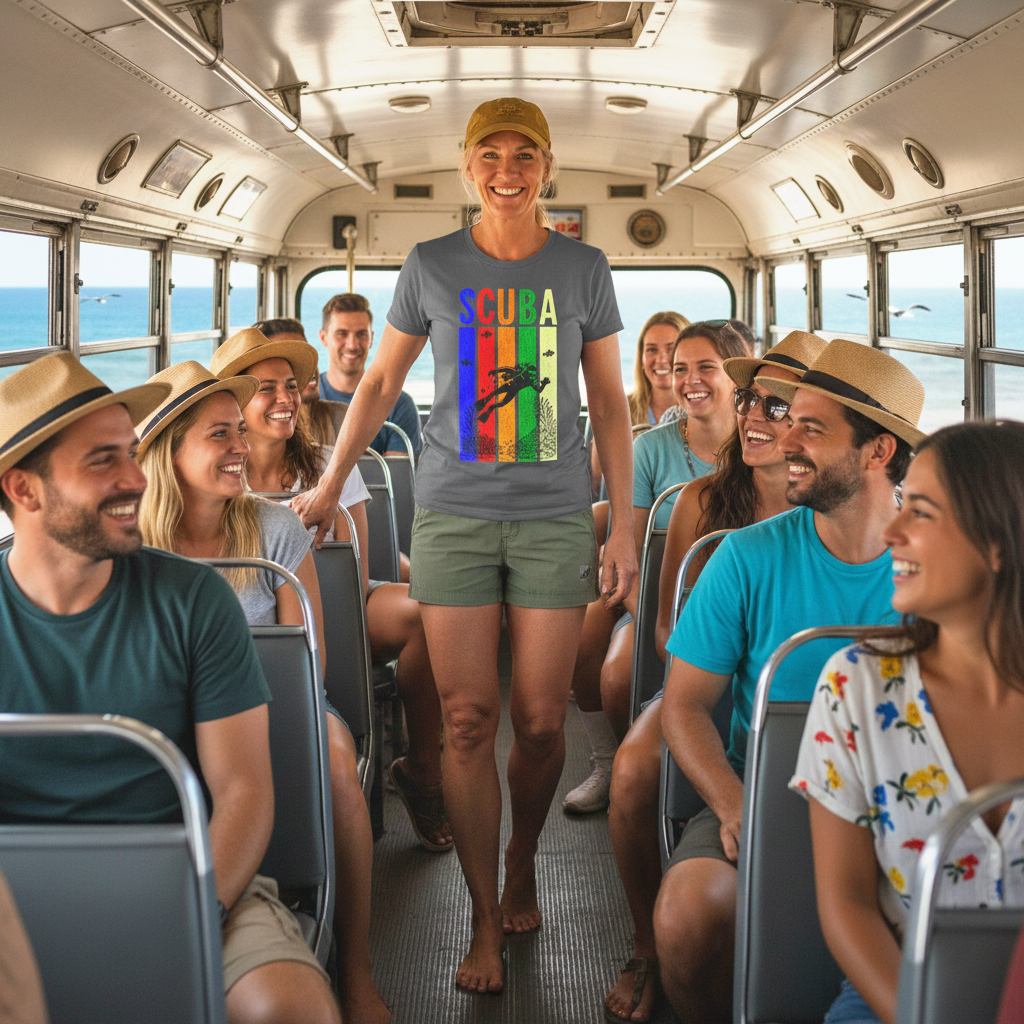 Retro Rainbow SCUBA Diver T-Shirt