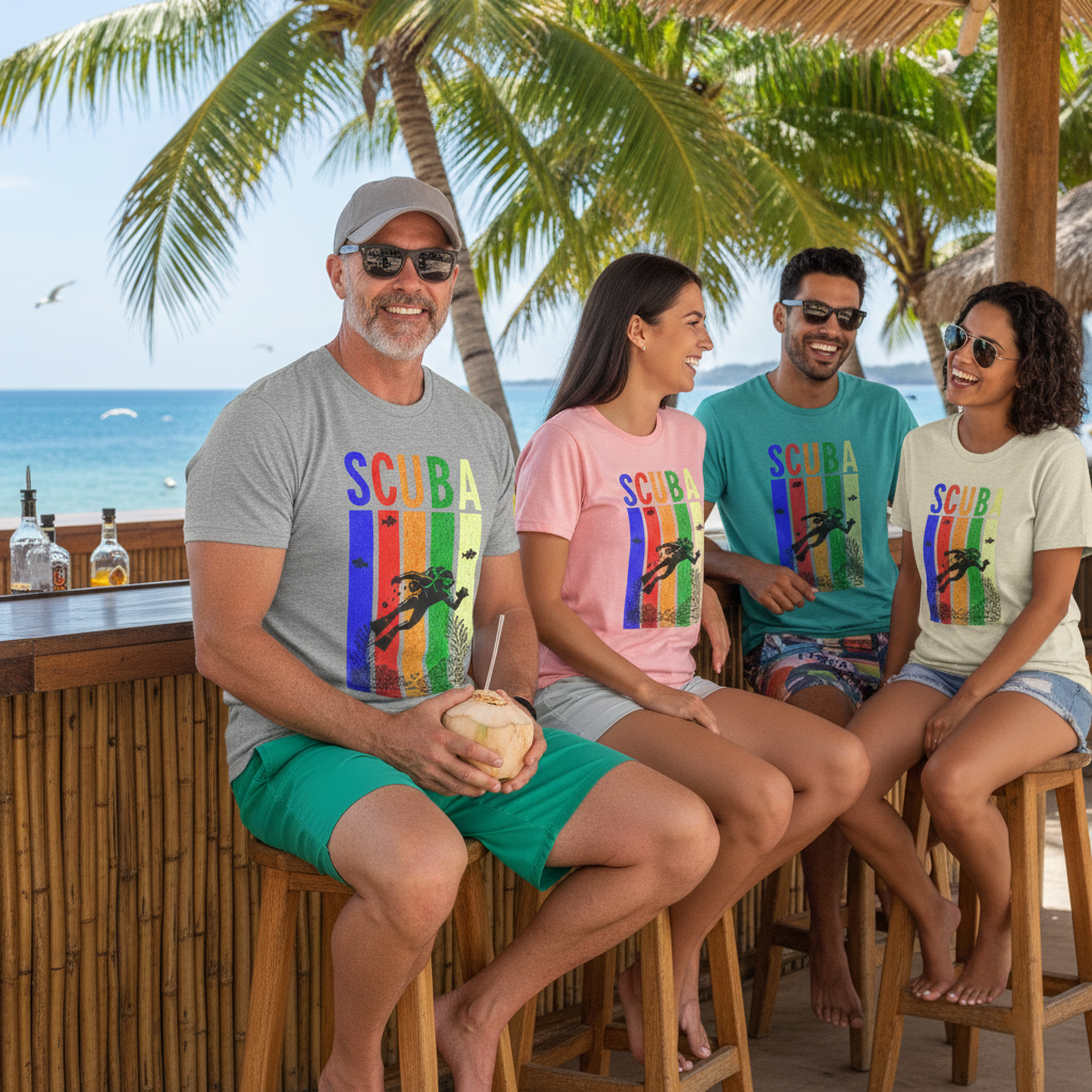 Retro Rainbow SCUBA Diver T-Shirt