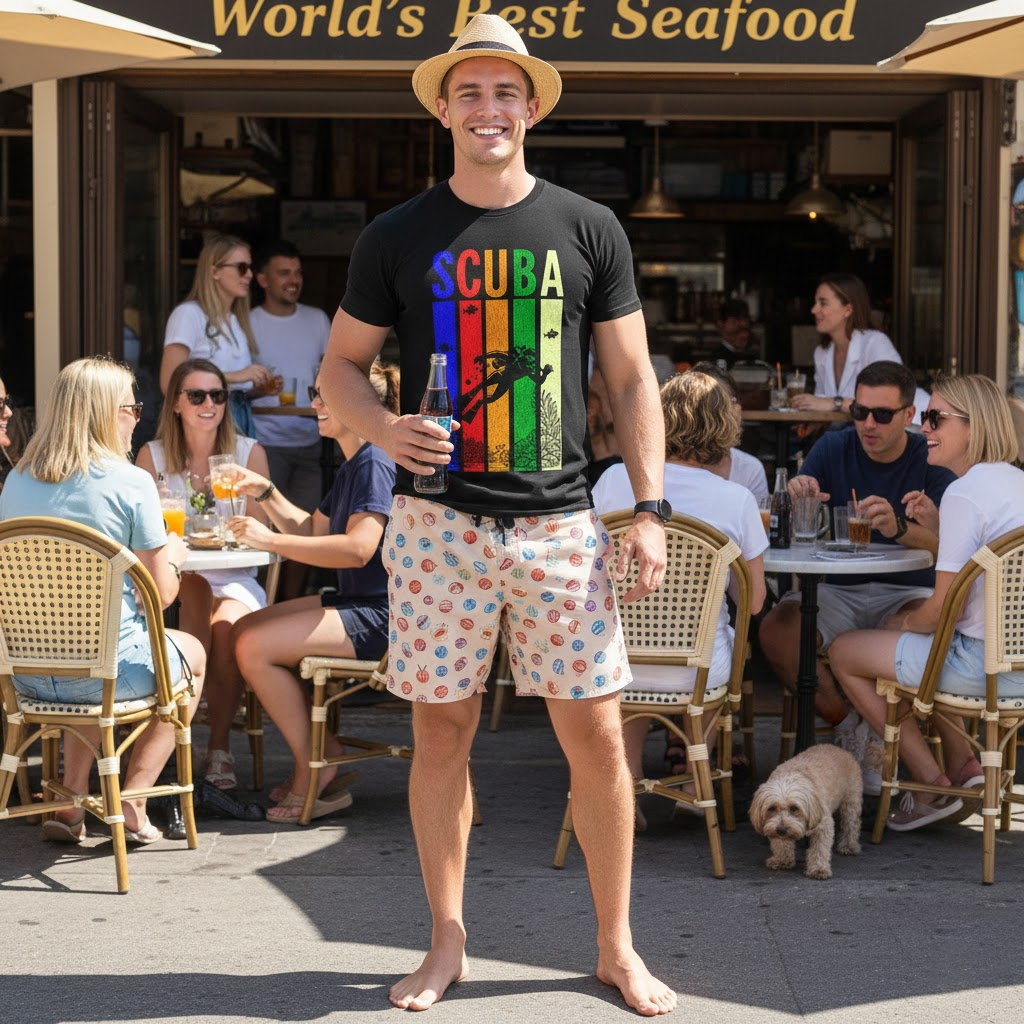 Retro Rainbow SCUBA Diver T-Shirt