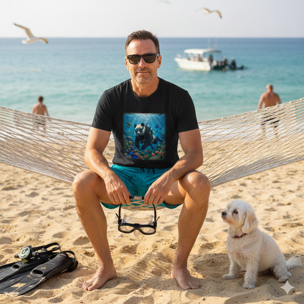 Diving Panda Tee — Cute Scuba Panda Underwater Graphic T-Shirt