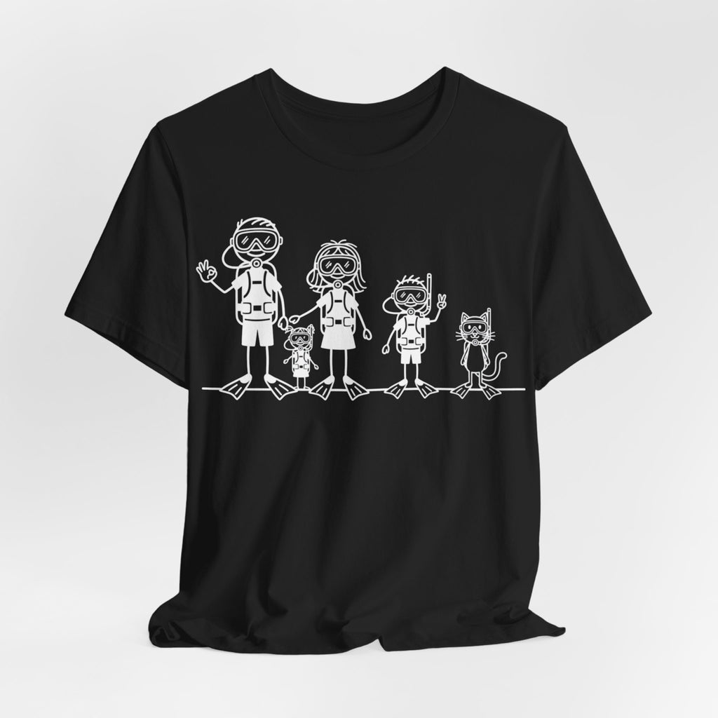 Scuba Diving Family on Dark Colored Crew Neck Tees