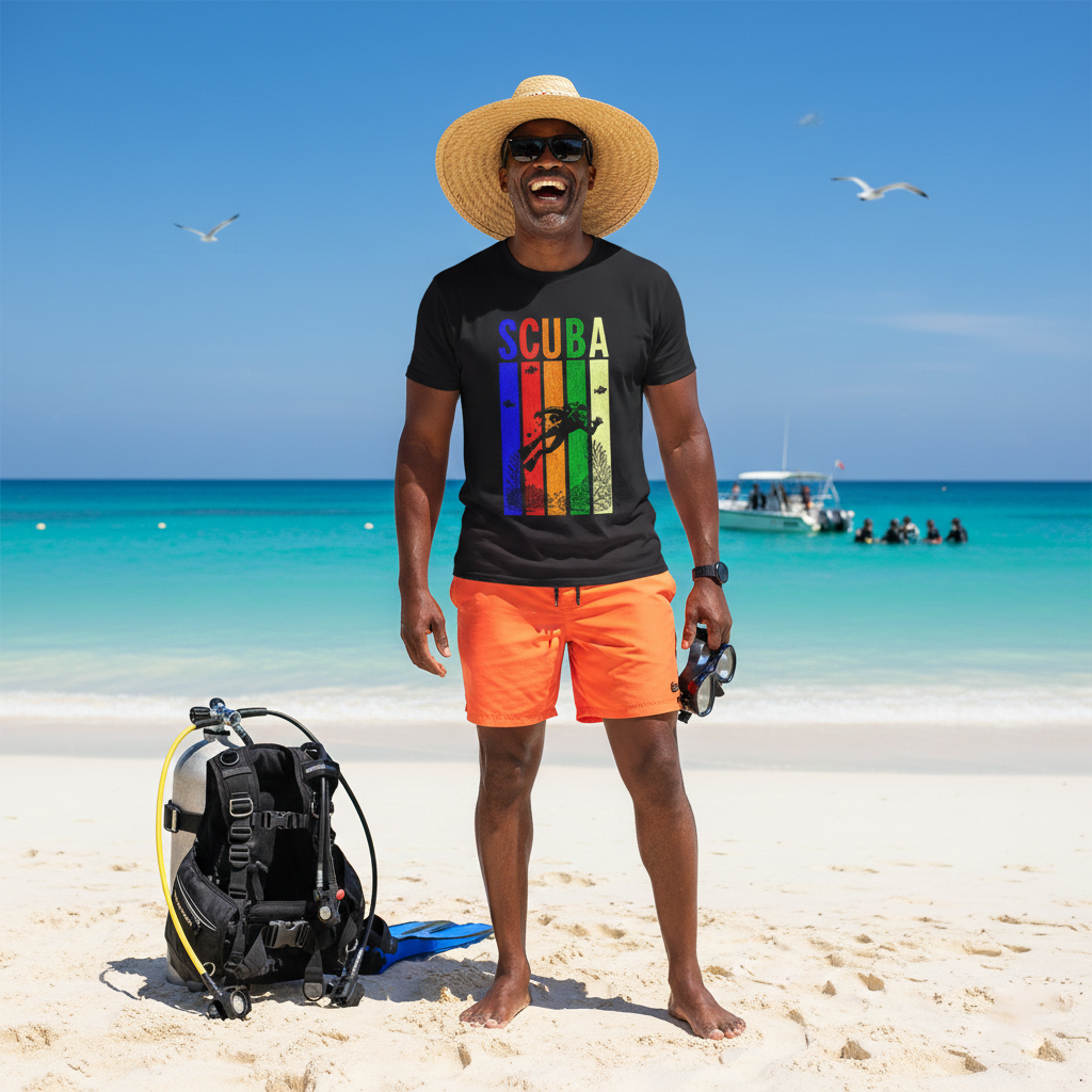 Retro Rainbow SCUBA Diver T-Shirt