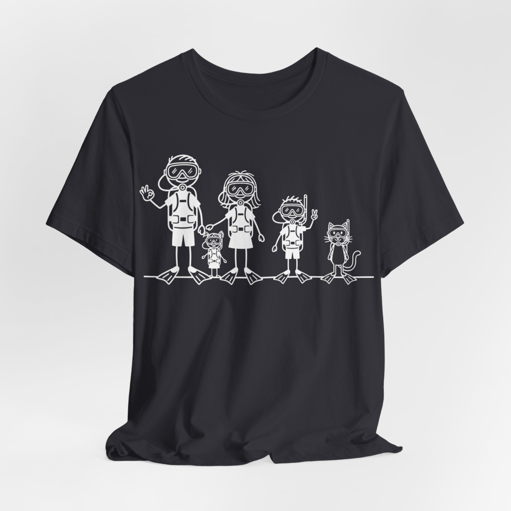 Scuba Diving Family on Dark Colored Crew Neck Tees