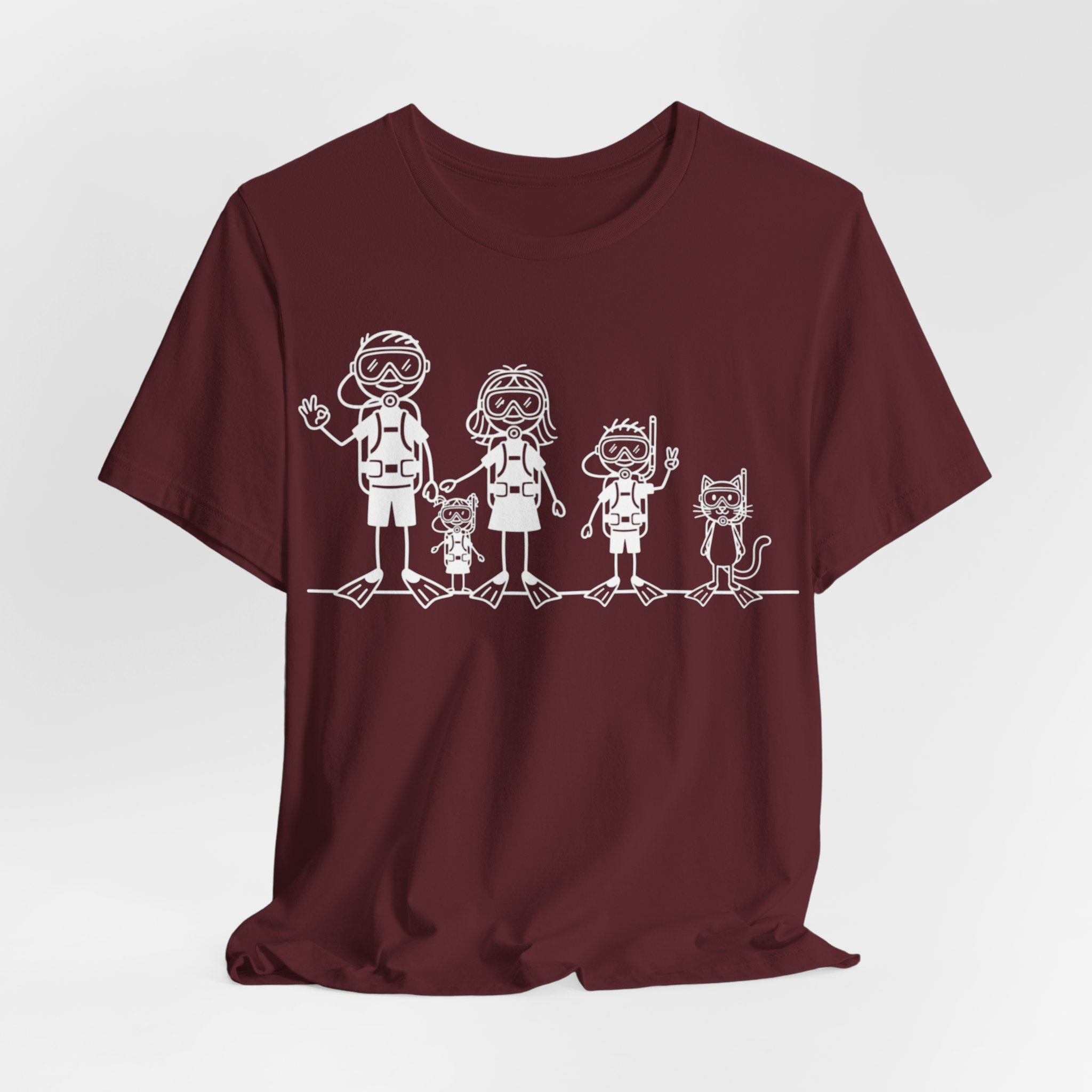 Scuba Diving Family on Dark Colored Crew Neck Tees