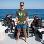 Scuba Diving Family on Dark Colored Crew Neck Tees