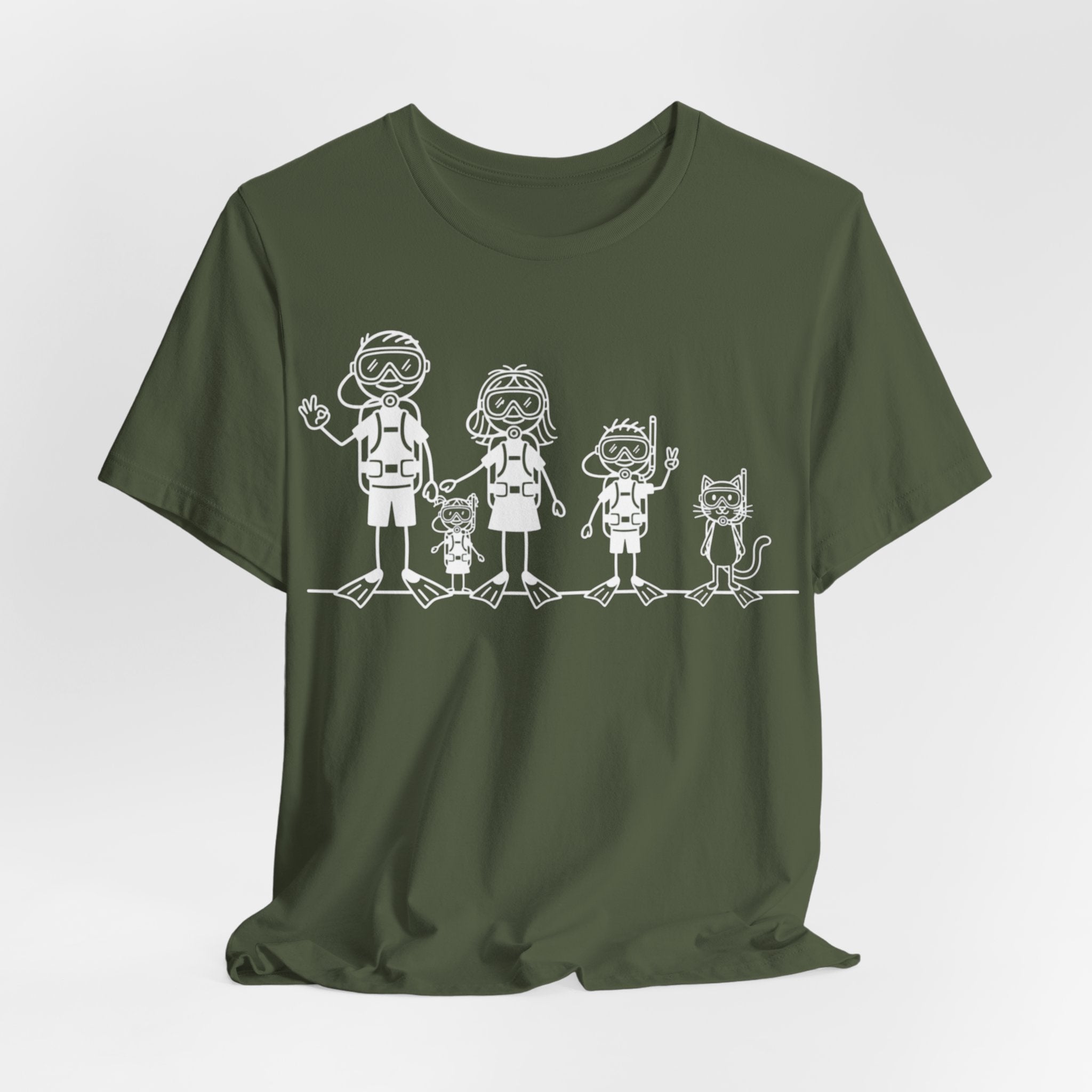 Scuba Diving Family on Dark Colored Crew Neck Tees
