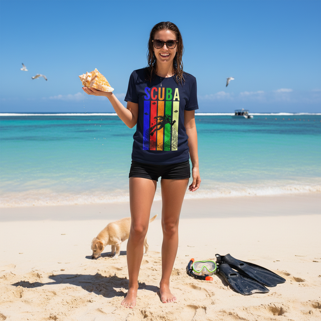 Retro Rainbow SCUBA Diver T-Shirt
