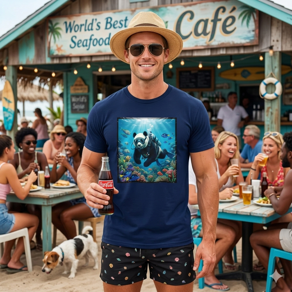 Diving Panda Tee — Cute Scuba Panda Underwater Graphic T-Shirt