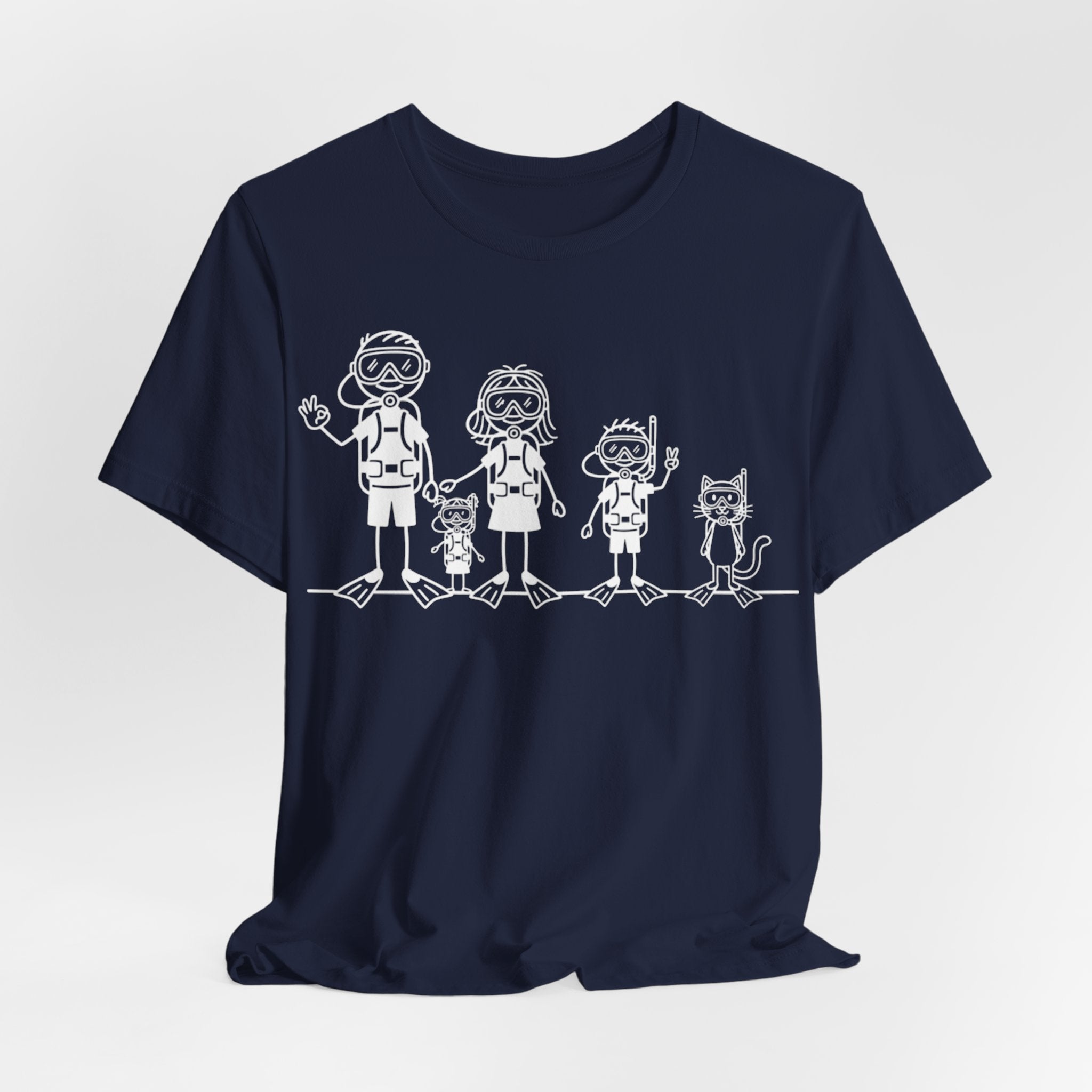 Scuba Diving Family on Dark Colored Crew Neck Tees