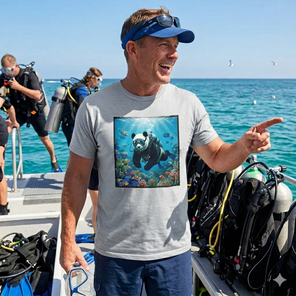 Diving Panda Tee — Cute Scuba Panda Underwater Graphic T-Shirt