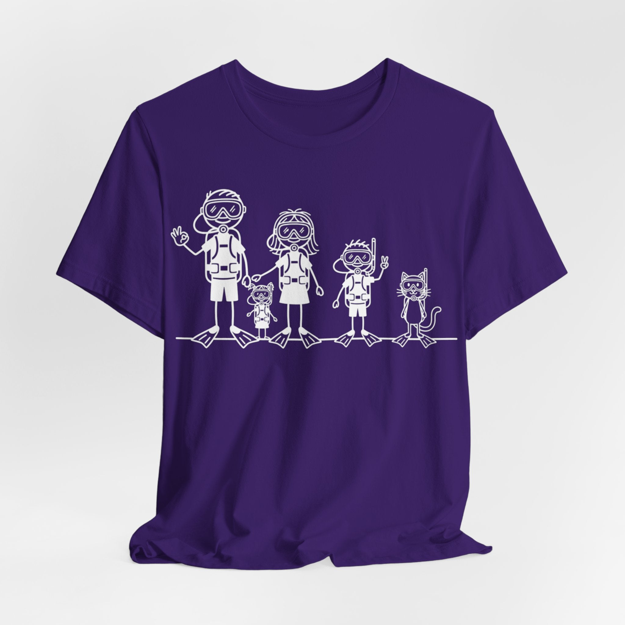 Scuba Diving Family on Dark Colored Crew Neck Tees
