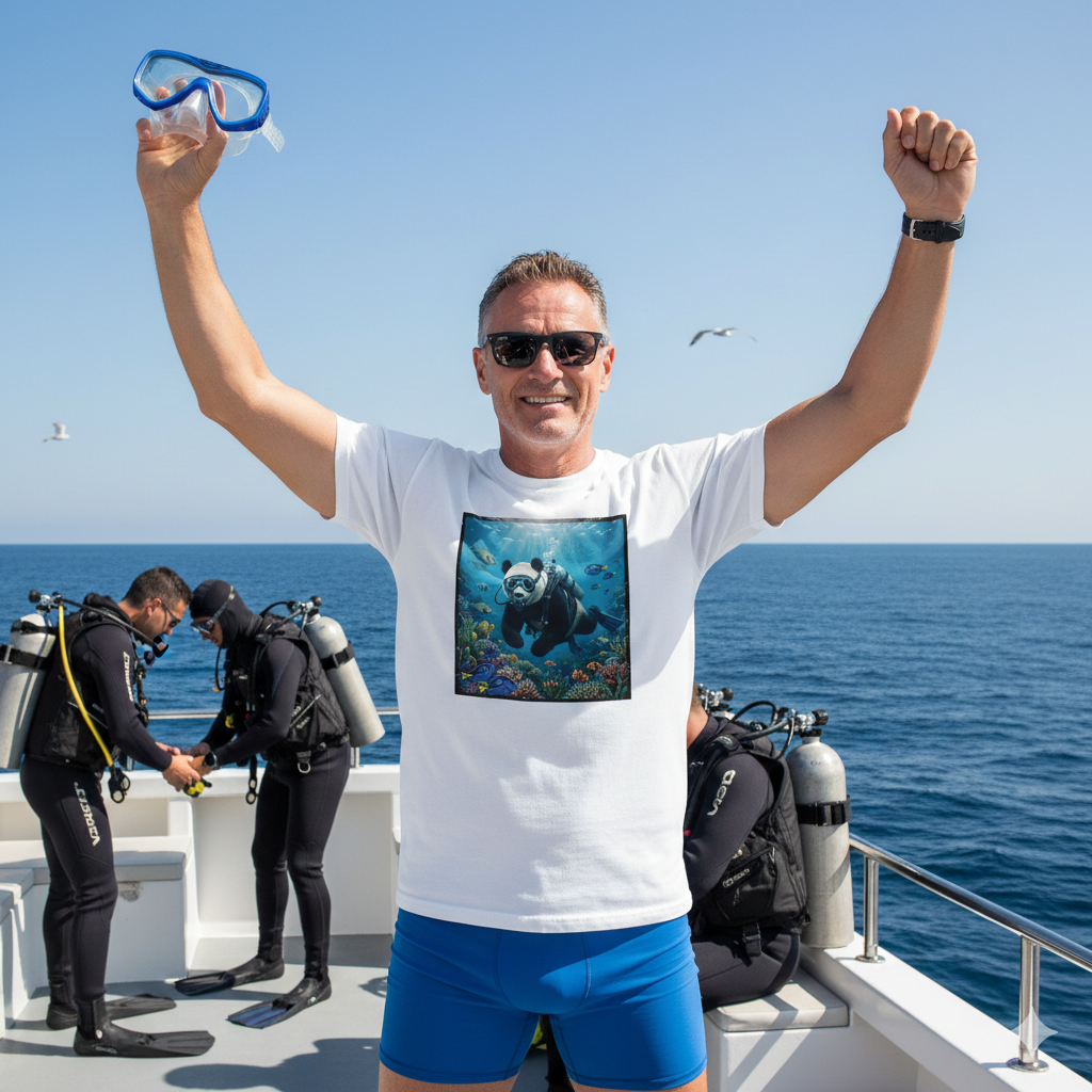 Diving Panda Tee — Cute Scuba Panda Underwater Graphic T-Shirt