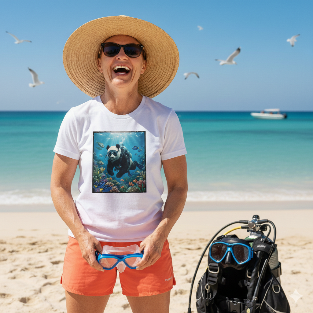 Diving Panda Tee — Cute Scuba Panda Underwater Graphic T-Shirt