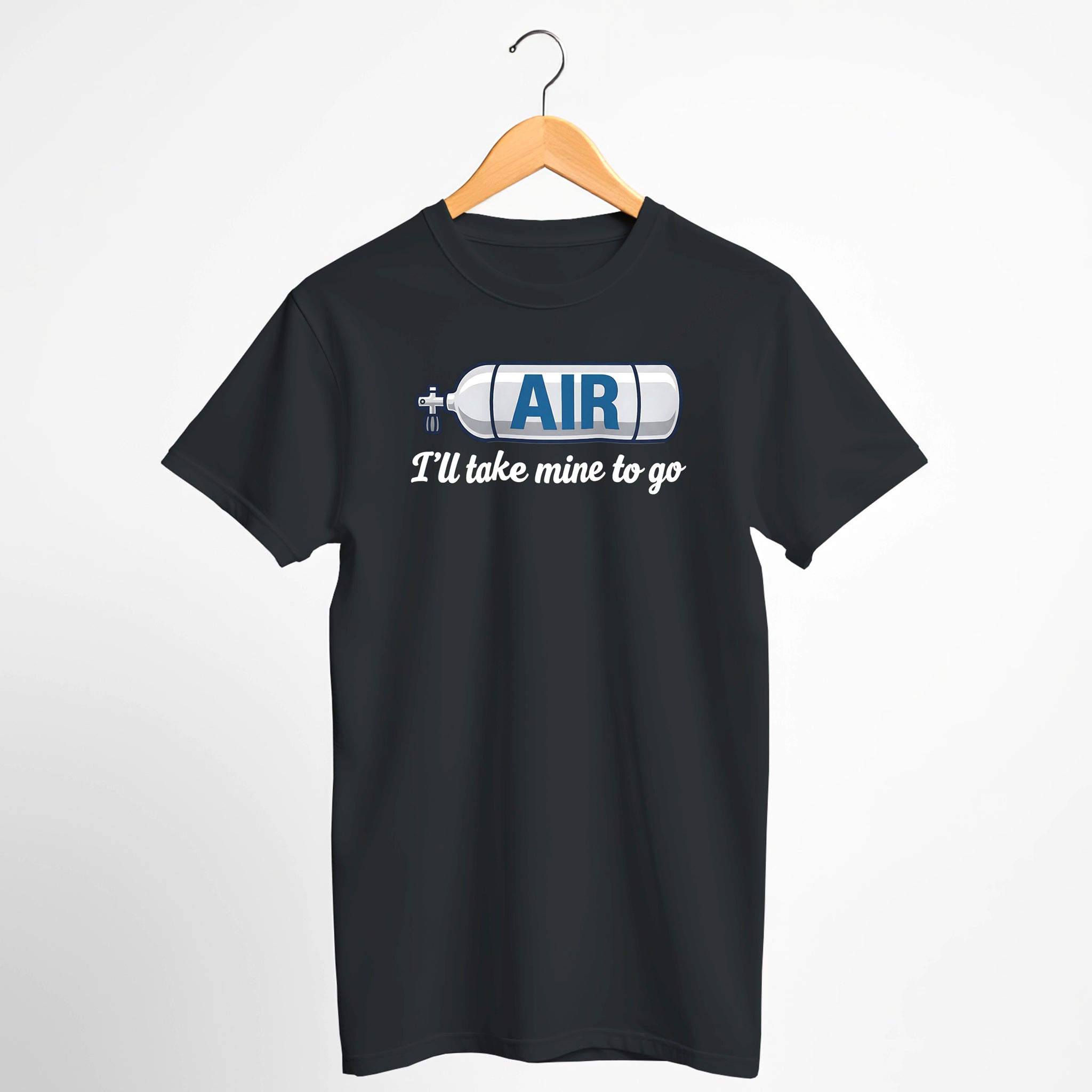 AIR - I'll Take Mine to Go - Funny Scuba Tee Shirt Dark Colors