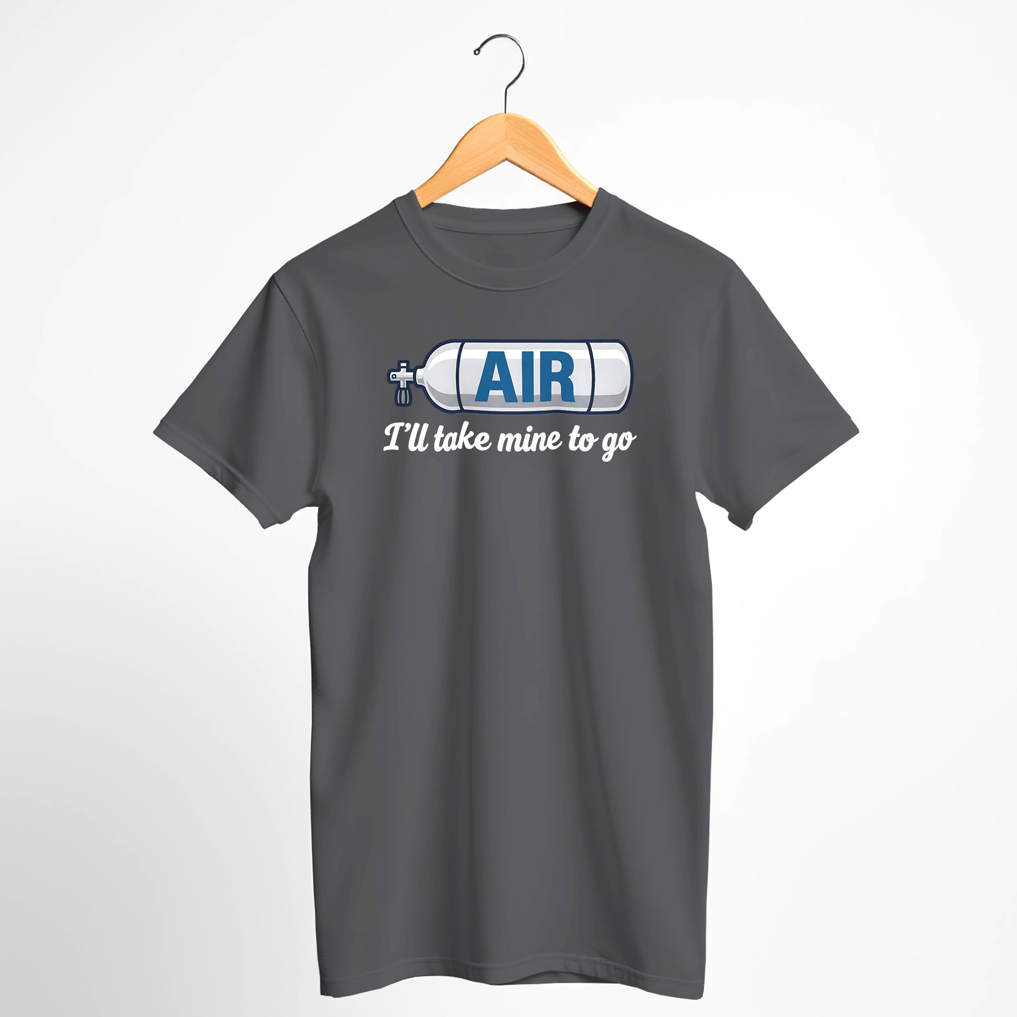 AIR - I'll Take Mine to Go - Funny Scuba Tee Shirt Dark Colors