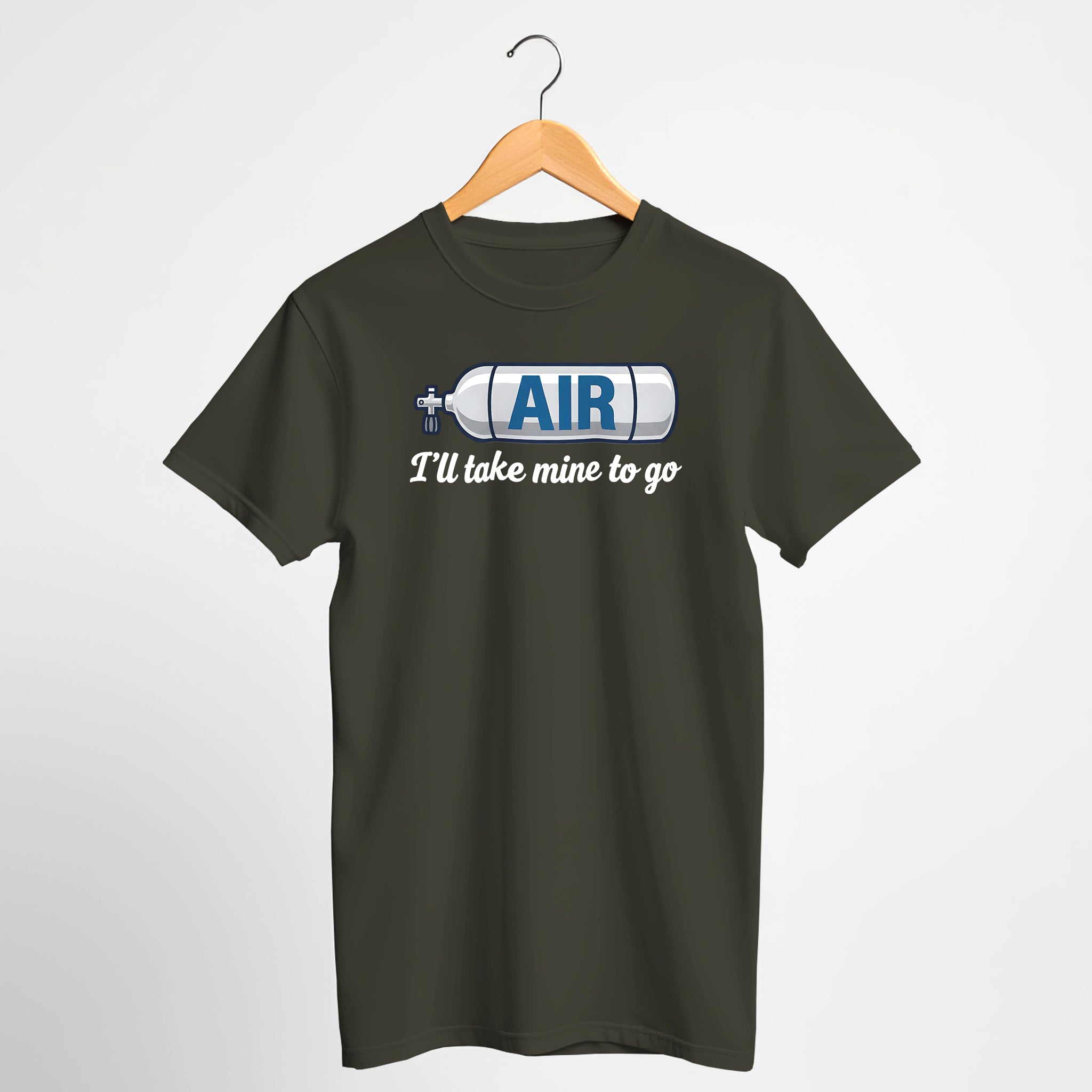 AIR - I'll Take Mine to Go - Funny Scuba Tee Shirt Dark Colors