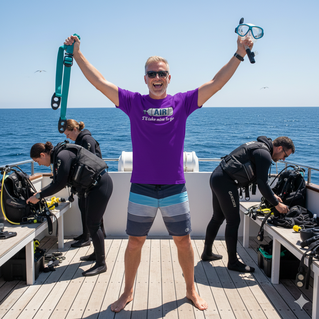 AIR - I'll Take Mine to Go - Funny Scuba Tee Shirt Dark Colors