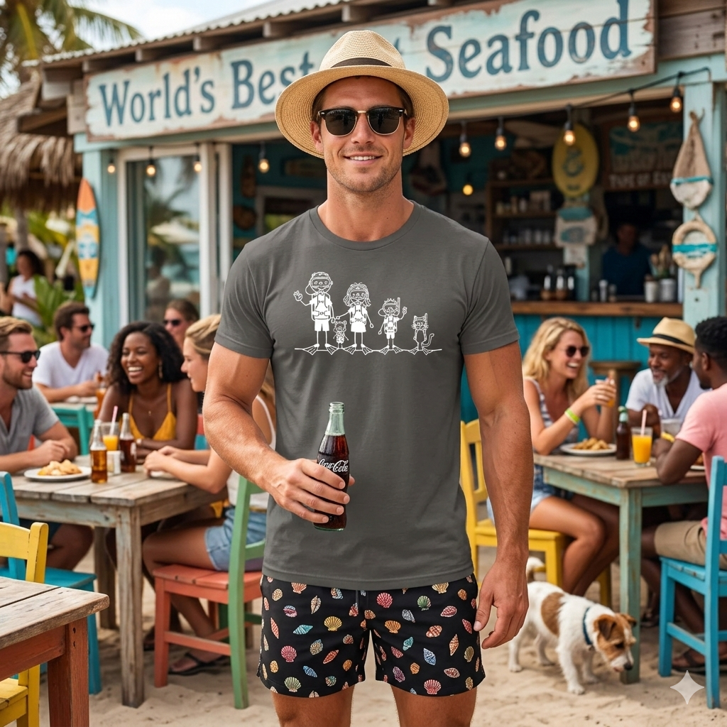 Scuba Diving Stick Figure Family T-Shirt