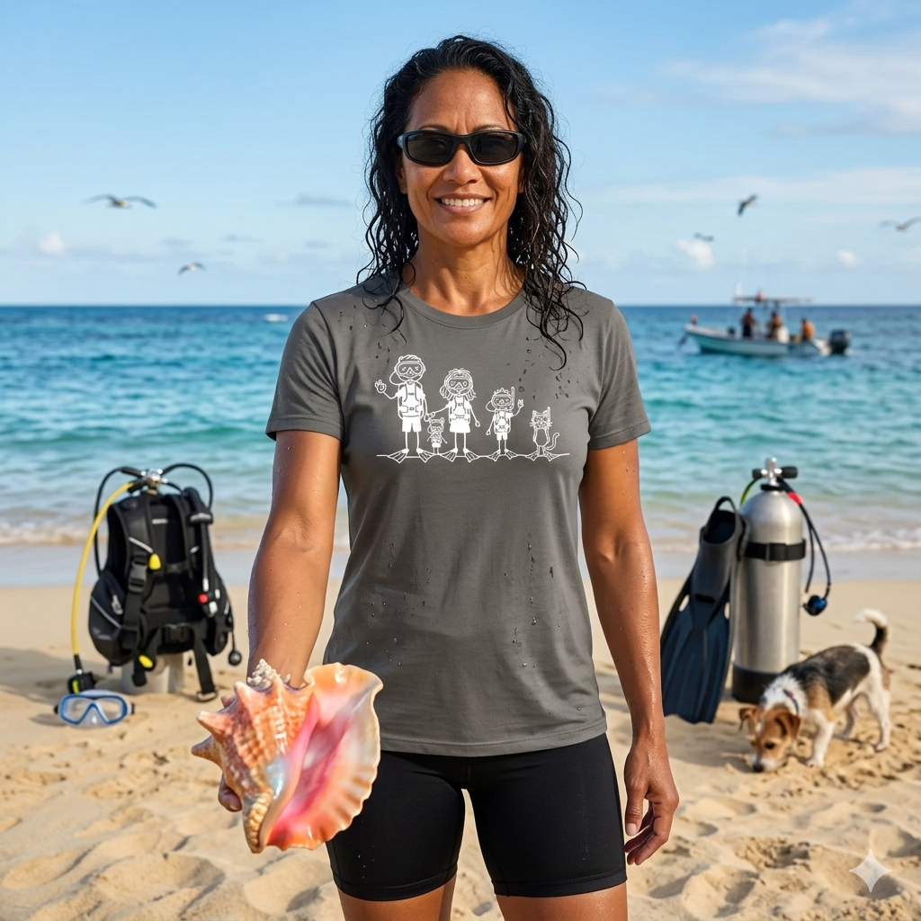 Scuba Diving Stick Figure Family T-Shirt