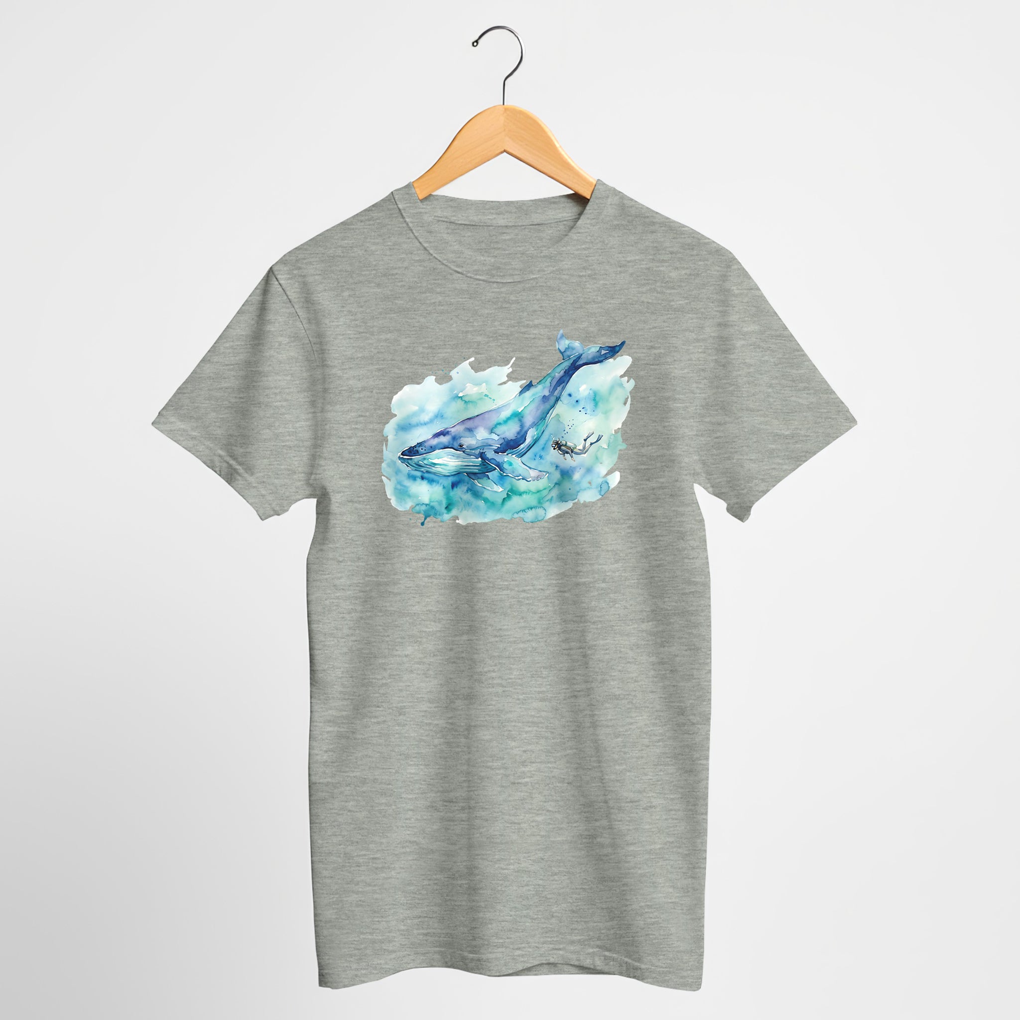 Diver & Whale Watercolor T-Shirt