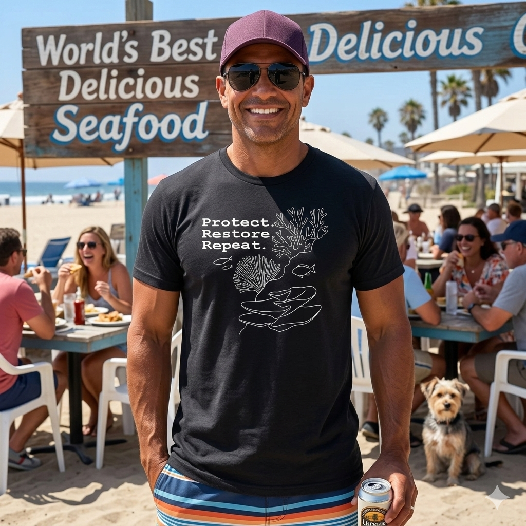 Protect. Restore. Repeat. Coral Conservation T-Shirt