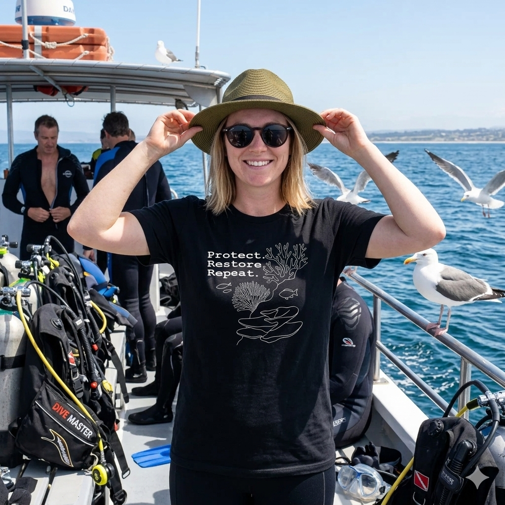 Protect. Restore. Repeat. Coral Conservation T-Shirt