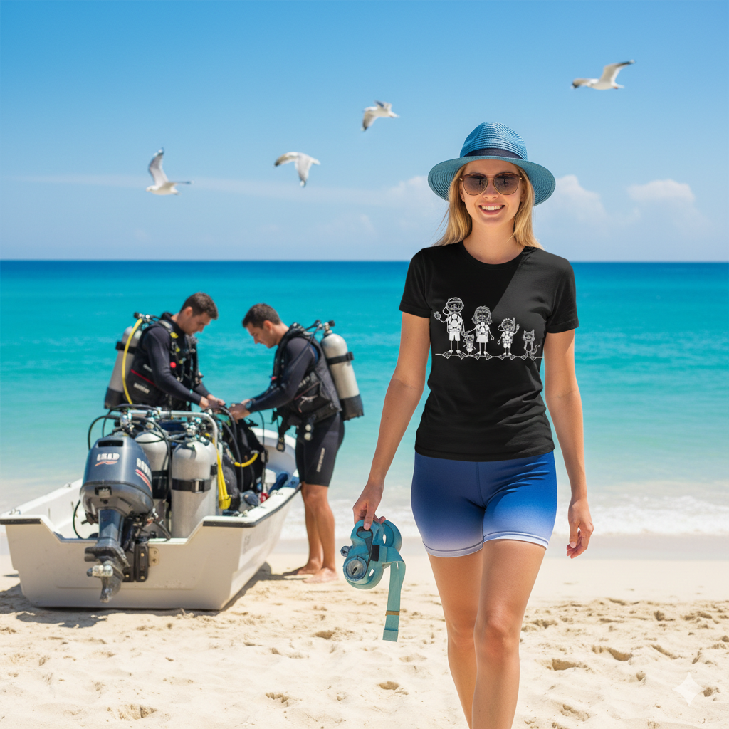 Scuba Diving Stick Figure Family T-Shirt