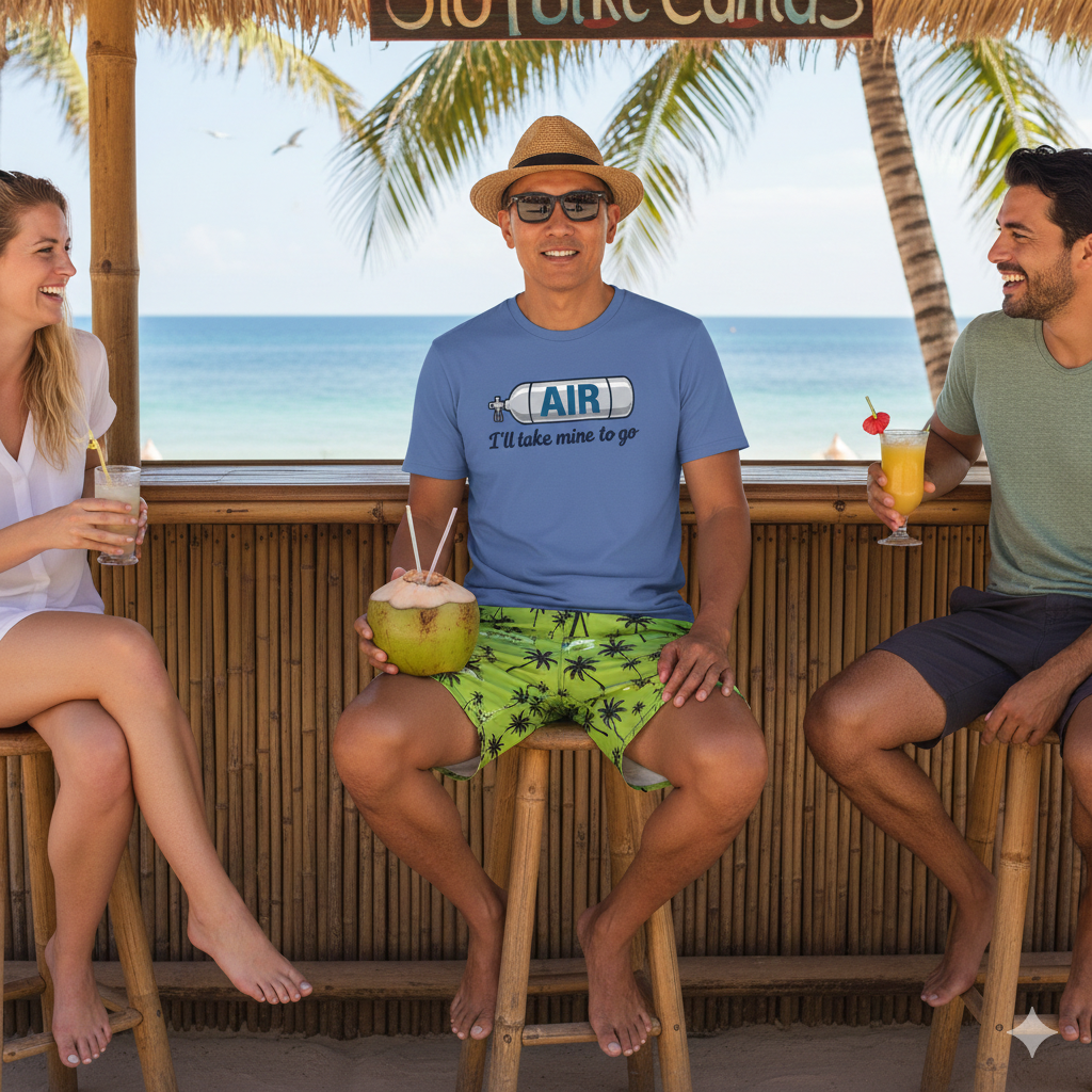 AIR - I'll Take Mine to Go - Funny Scuba Tee Shirt