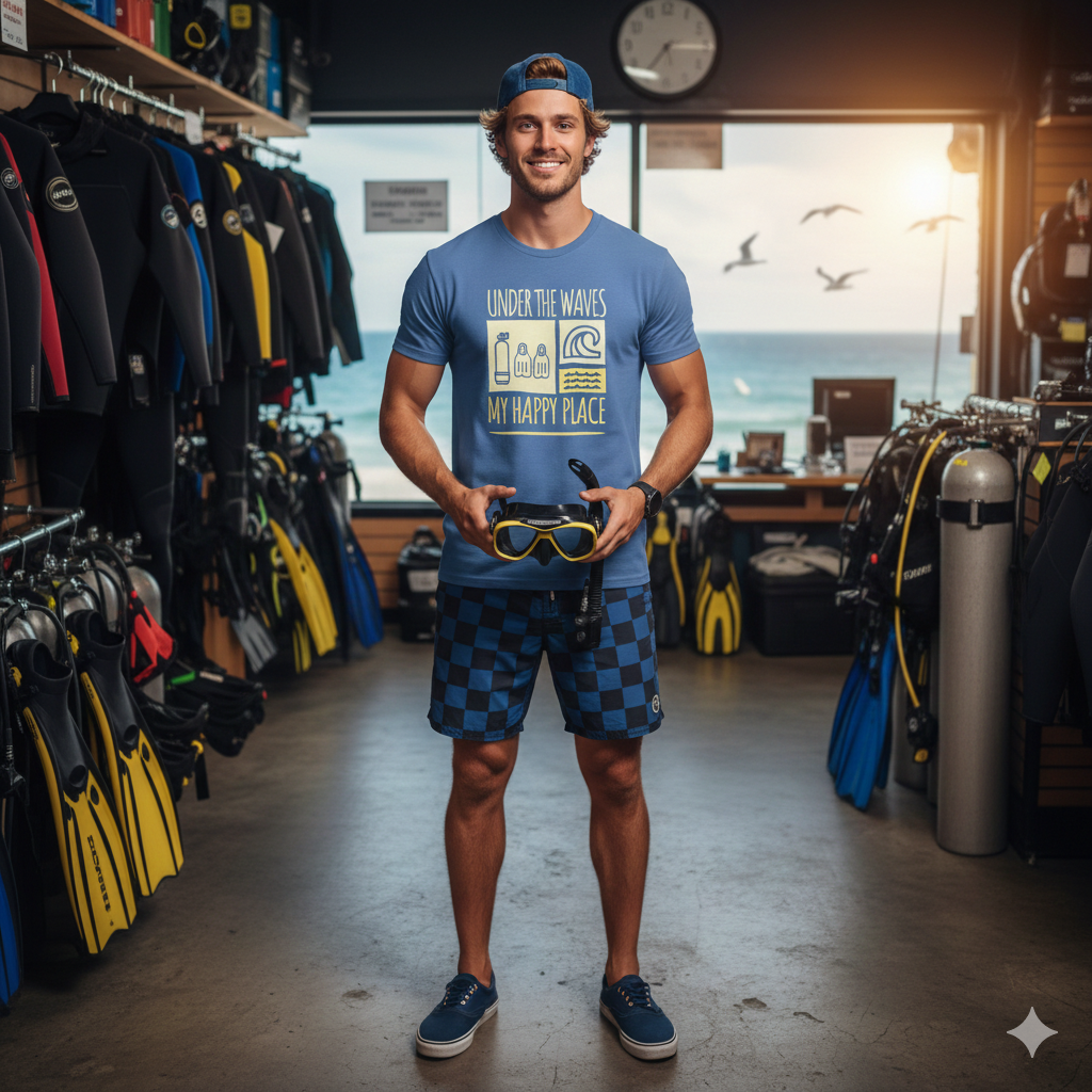 Under The Waves, My Happy Place Scuba T-Shirt