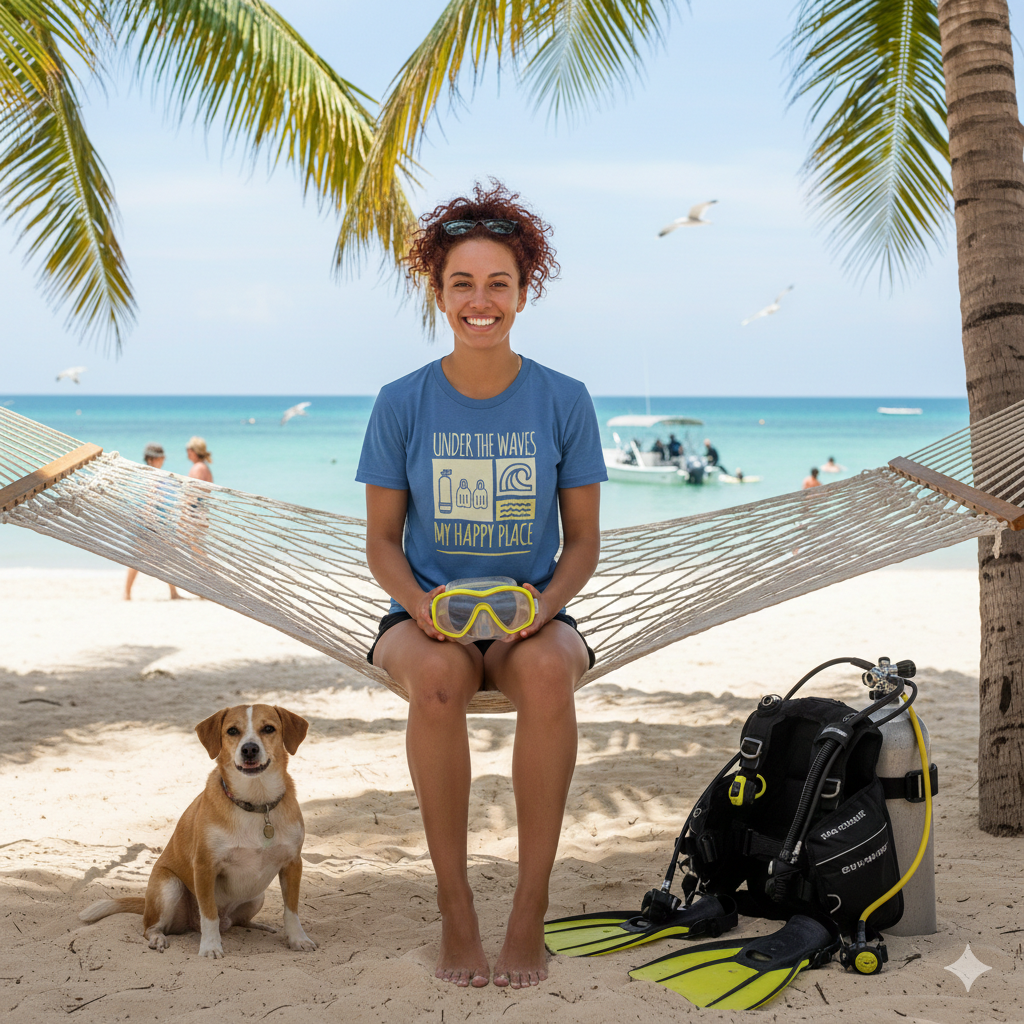 Under The Waves, My Happy Place Scuba T-Shirt