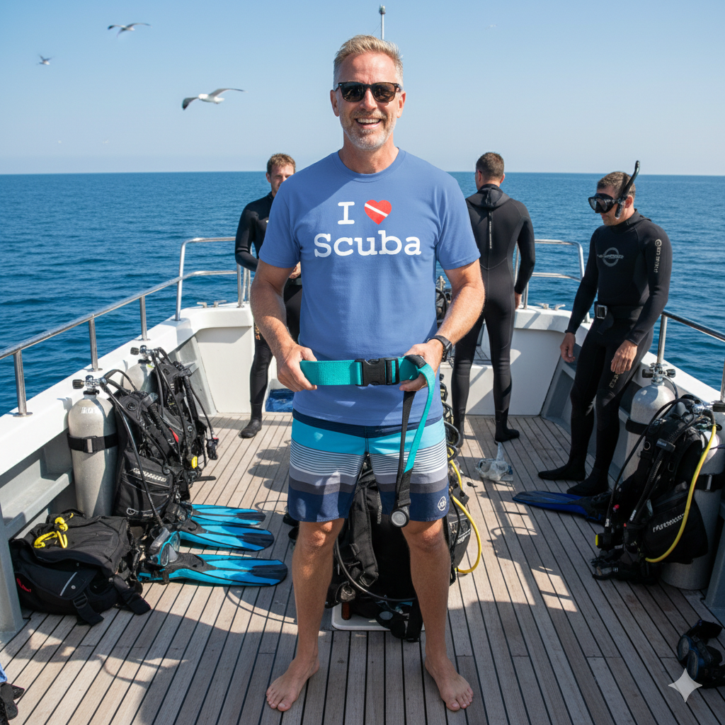 "I ♥ Scuba" Dive Flag T-Shirt - Distressed Print