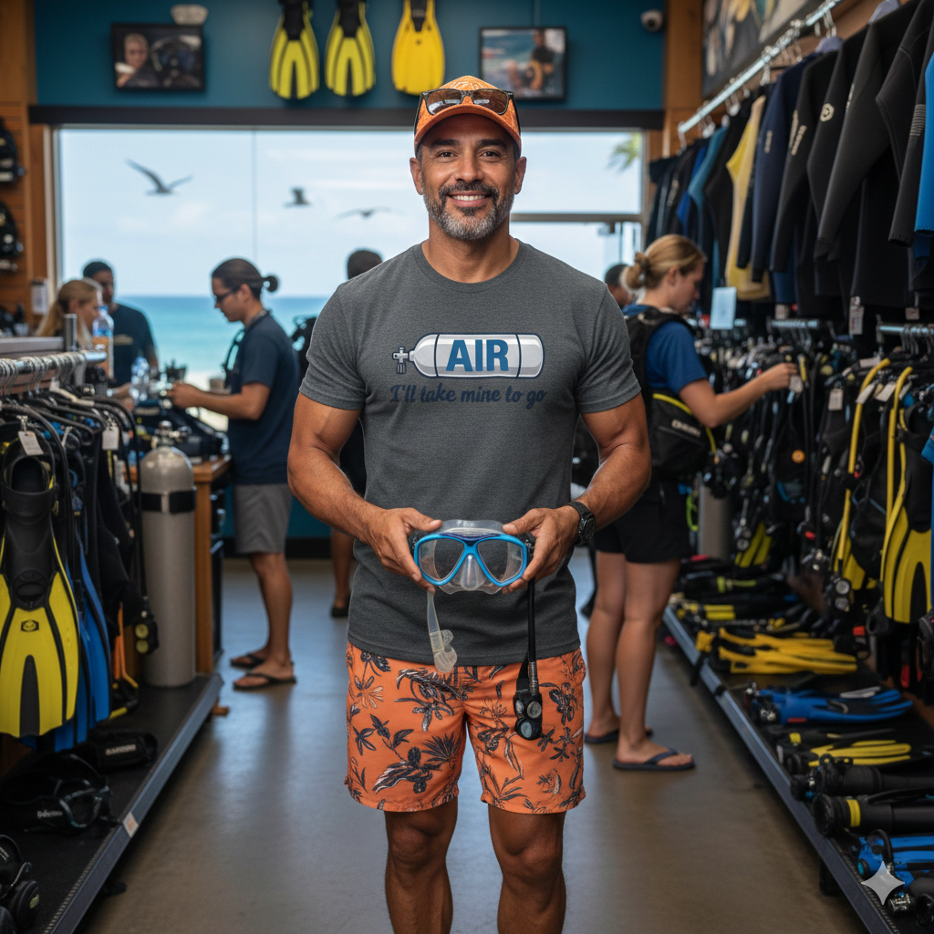 AIR - I'll Take Mine to Go - Funny Scuba Tee Shirt