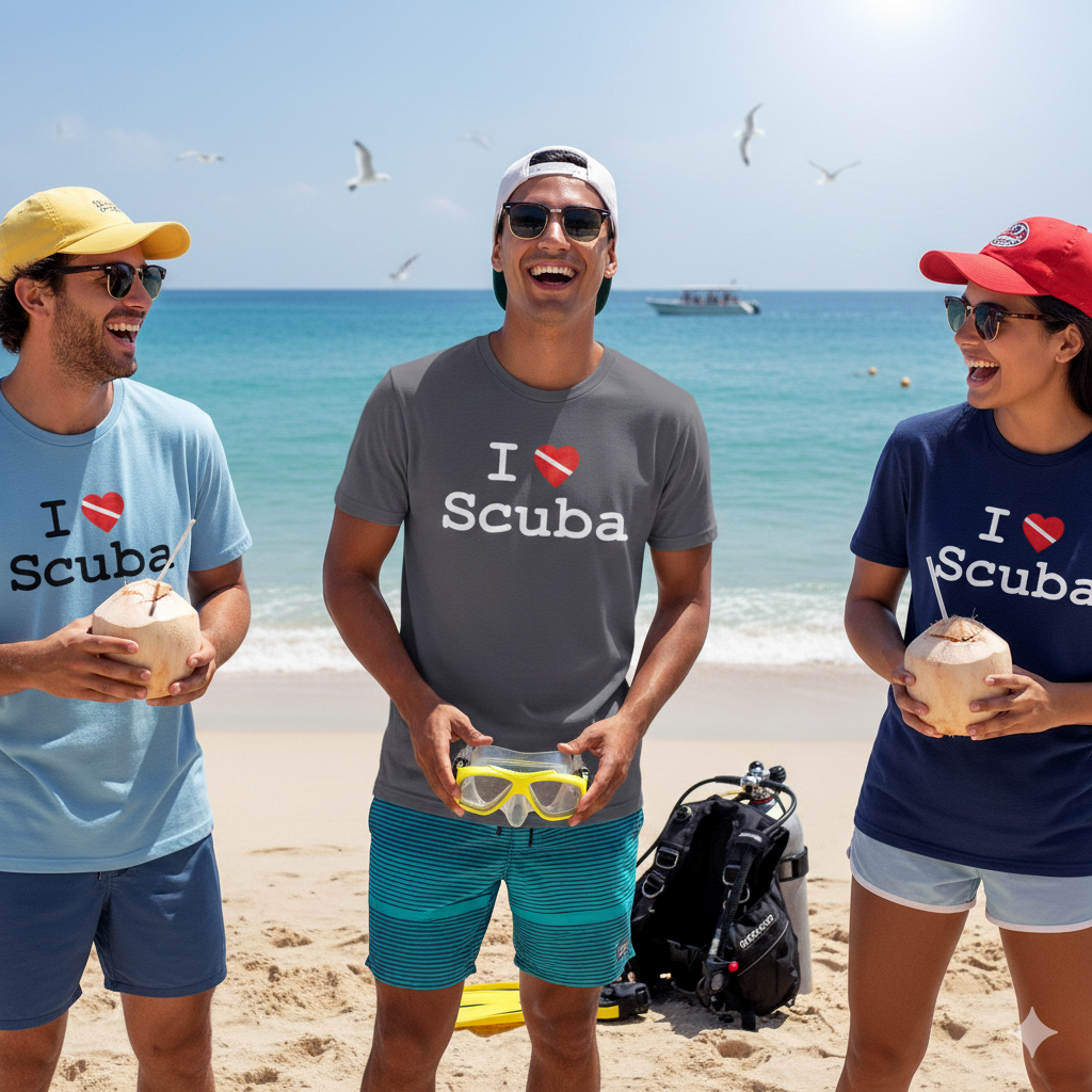 "I ♥ Scuba" Dive Flag T-Shirt - Distressed Print
