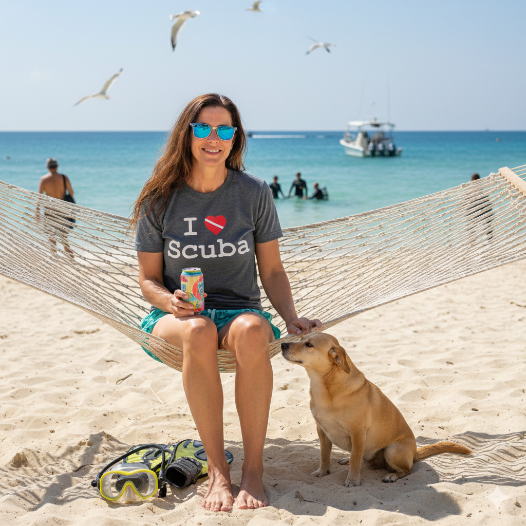 "I ♥ Scuba" Dive Flag T-Shirt - Distressed Print