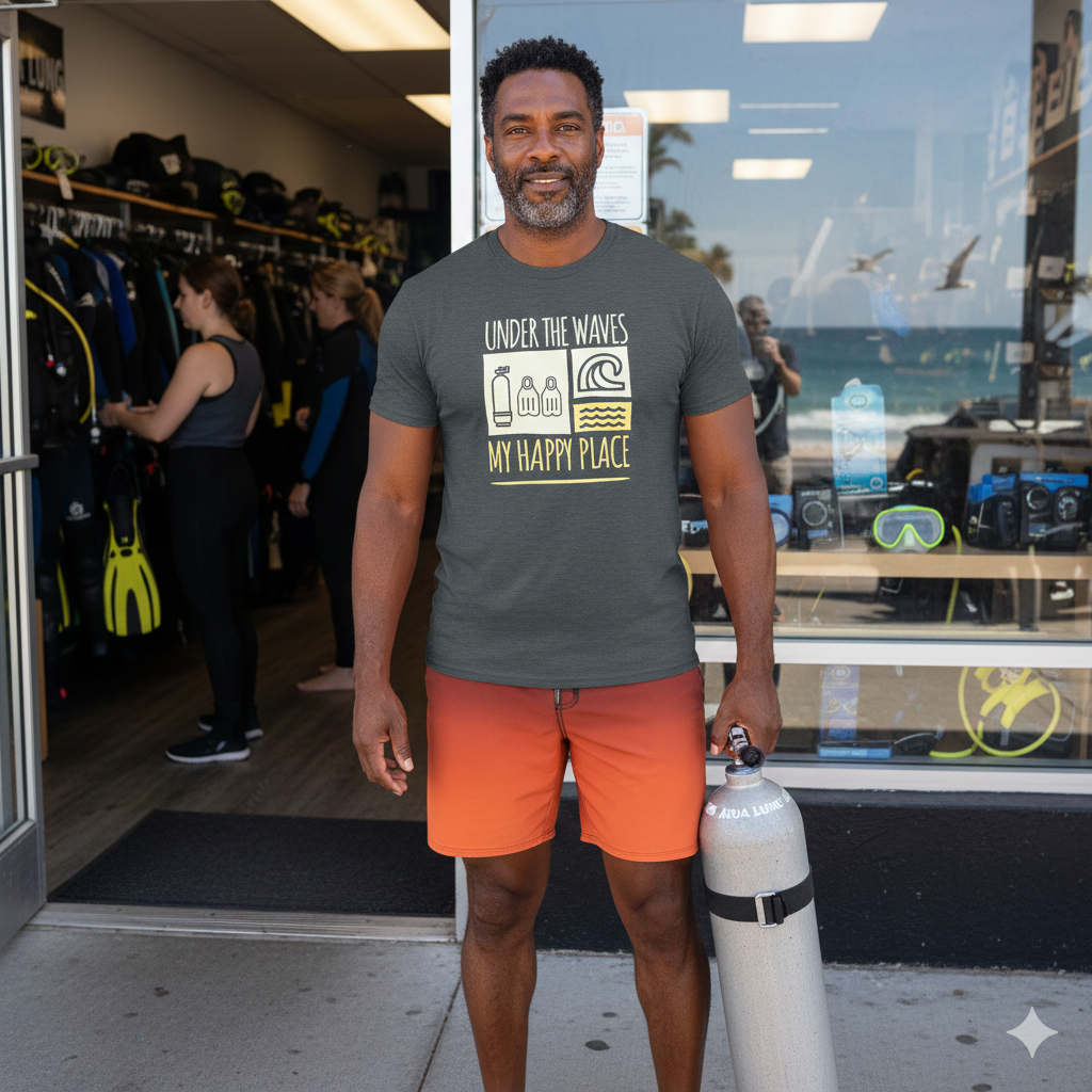 Under The Waves, My Happy Place Scuba T-Shirt