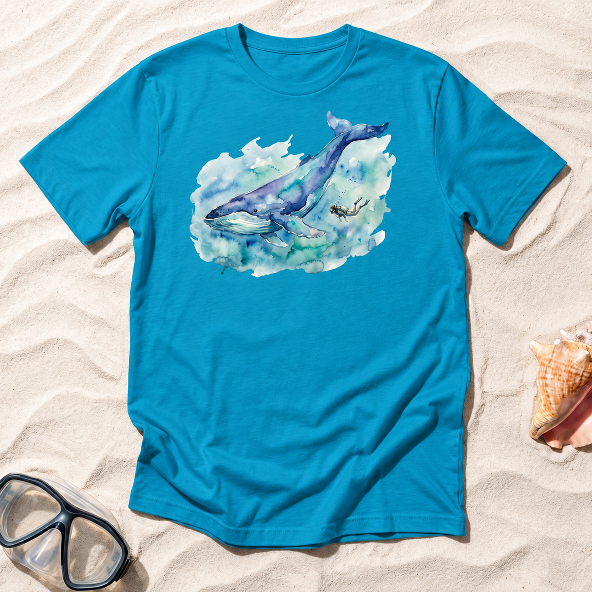 Diver & Whale Watercolor T-Shirt