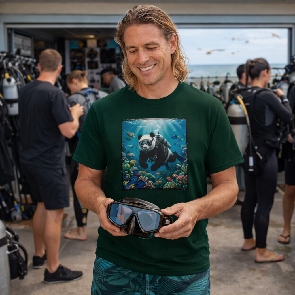 Diving Panda Tee — Cute Scuba Panda Underwater Graphic T-Shirt