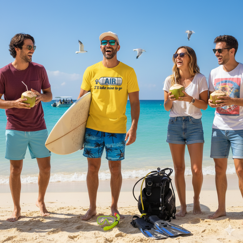 AIR - I'll Take Mine to Go - Funny Scuba Tee Shirt