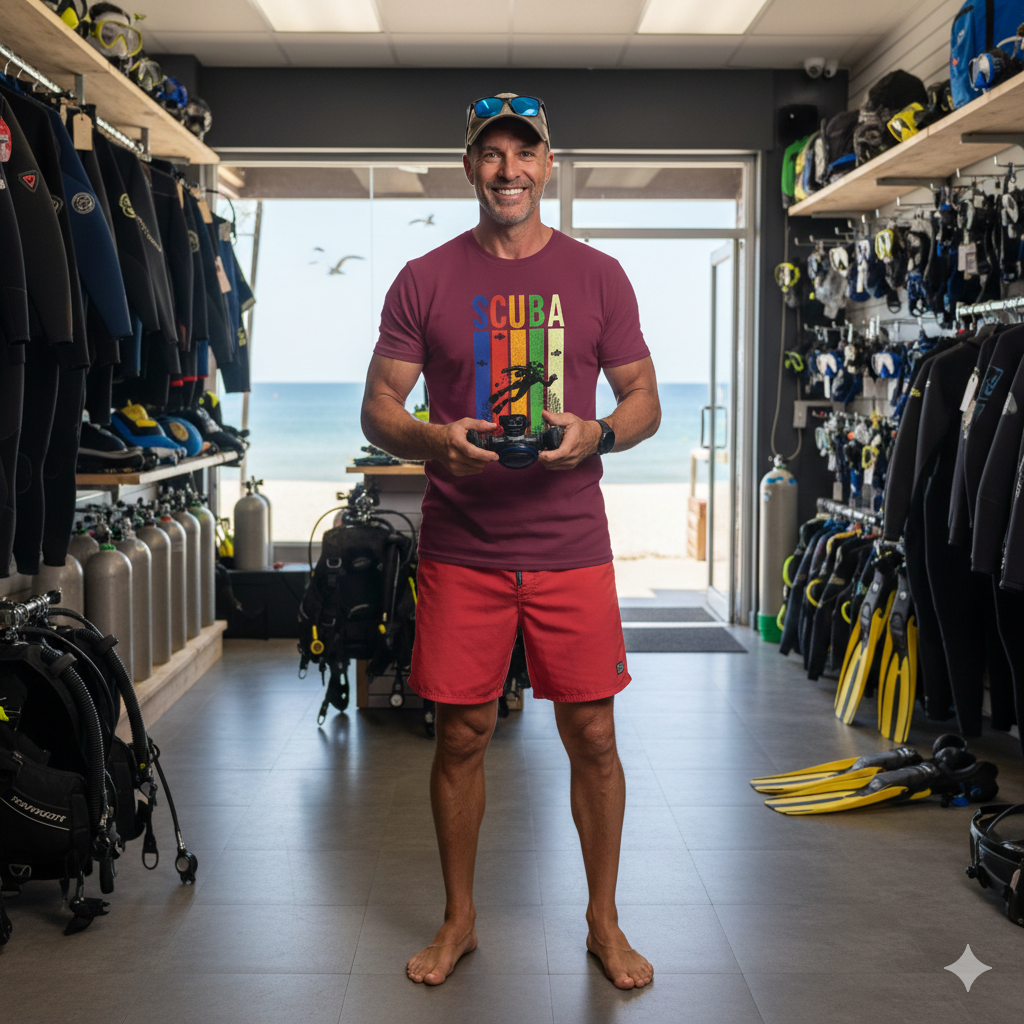 Retro Rainbow SCUBA Diver T-Shirt