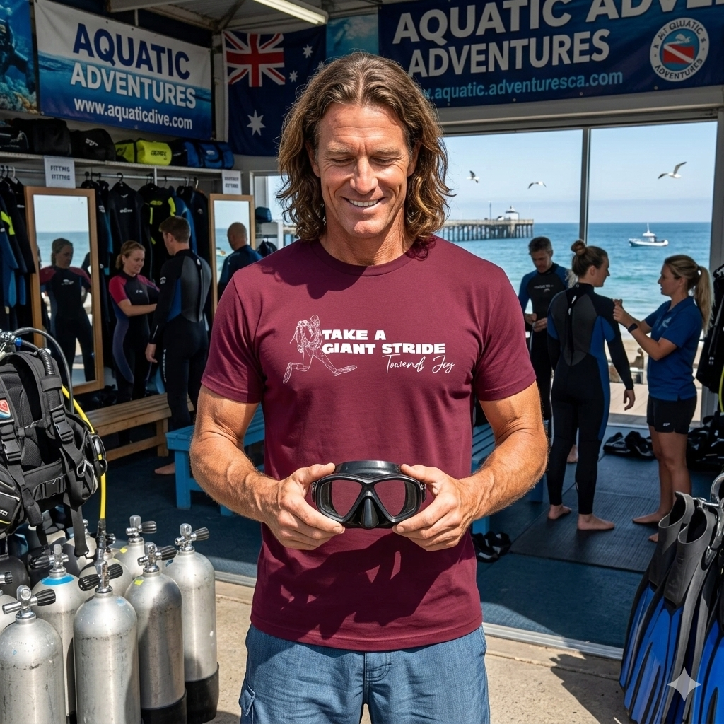 "Take A Giant Stride Toward Joy" Scuba T-Shirt