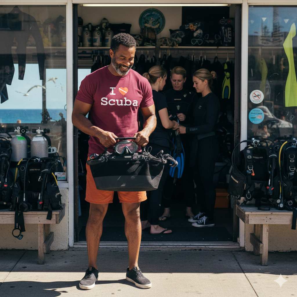 "I ♥ Scuba" Dive Flag T-Shirt - Distressed Print