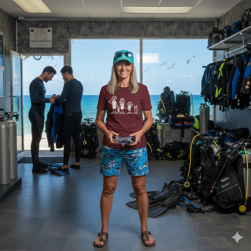 Scuba Diving Stick Figure Family T-Shirt