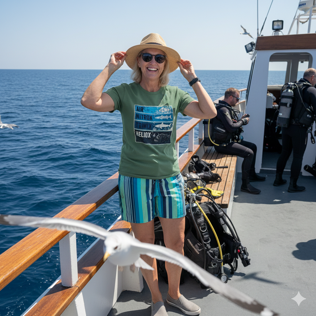 Scuba Gas Depth Tee — "Air, Nitrox, Trimix, Heliox" Dive Shirt