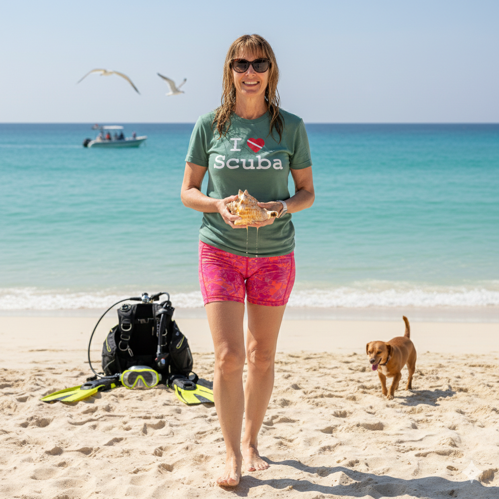 "I ♥ Scuba" Dive Flag T-Shirt - Distressed Print