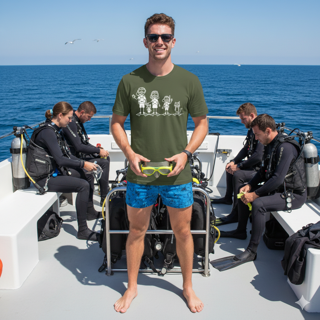 Scuba Diving Stick Figure Family T-Shirt