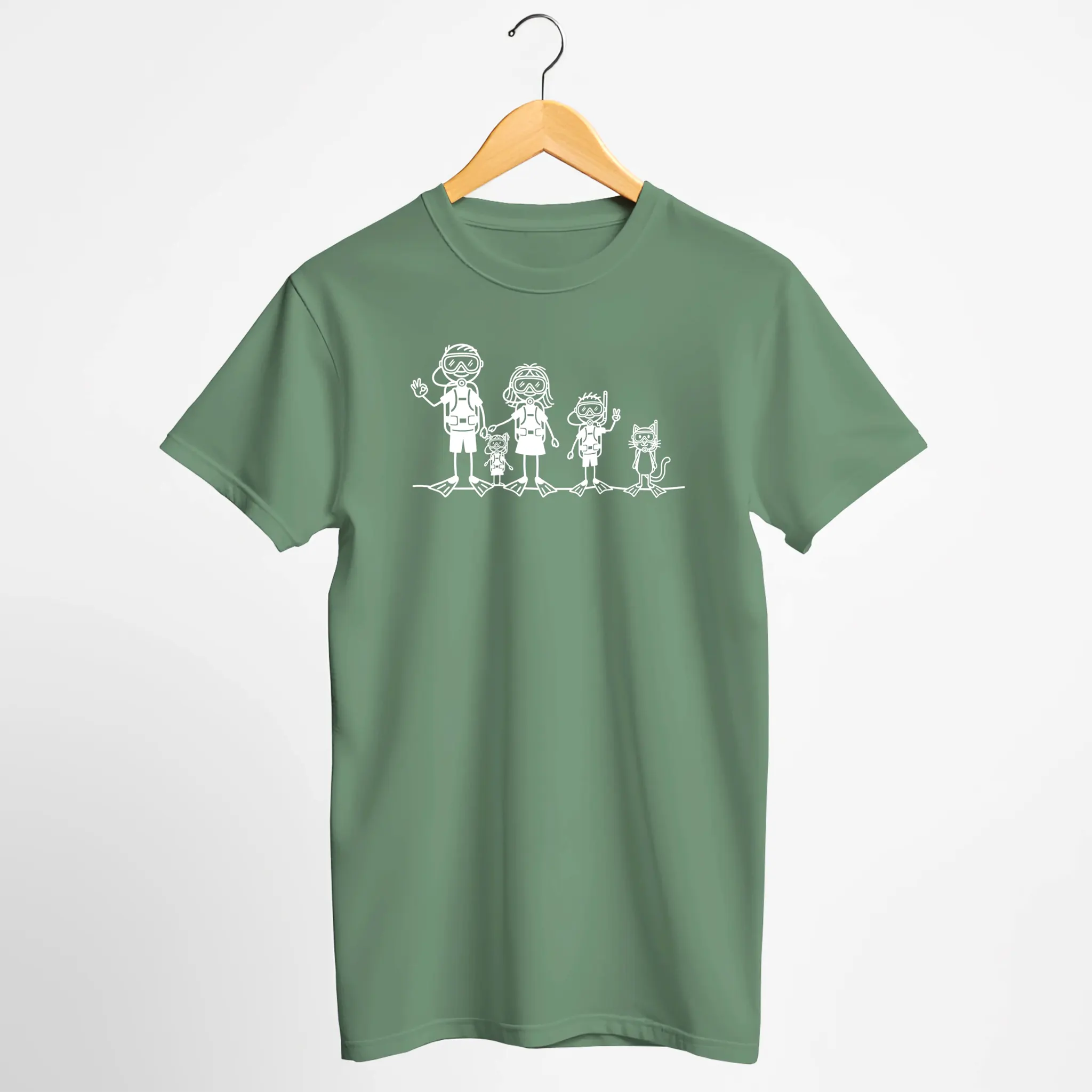 Scuba Diving Stick Figure Family T-Shirt