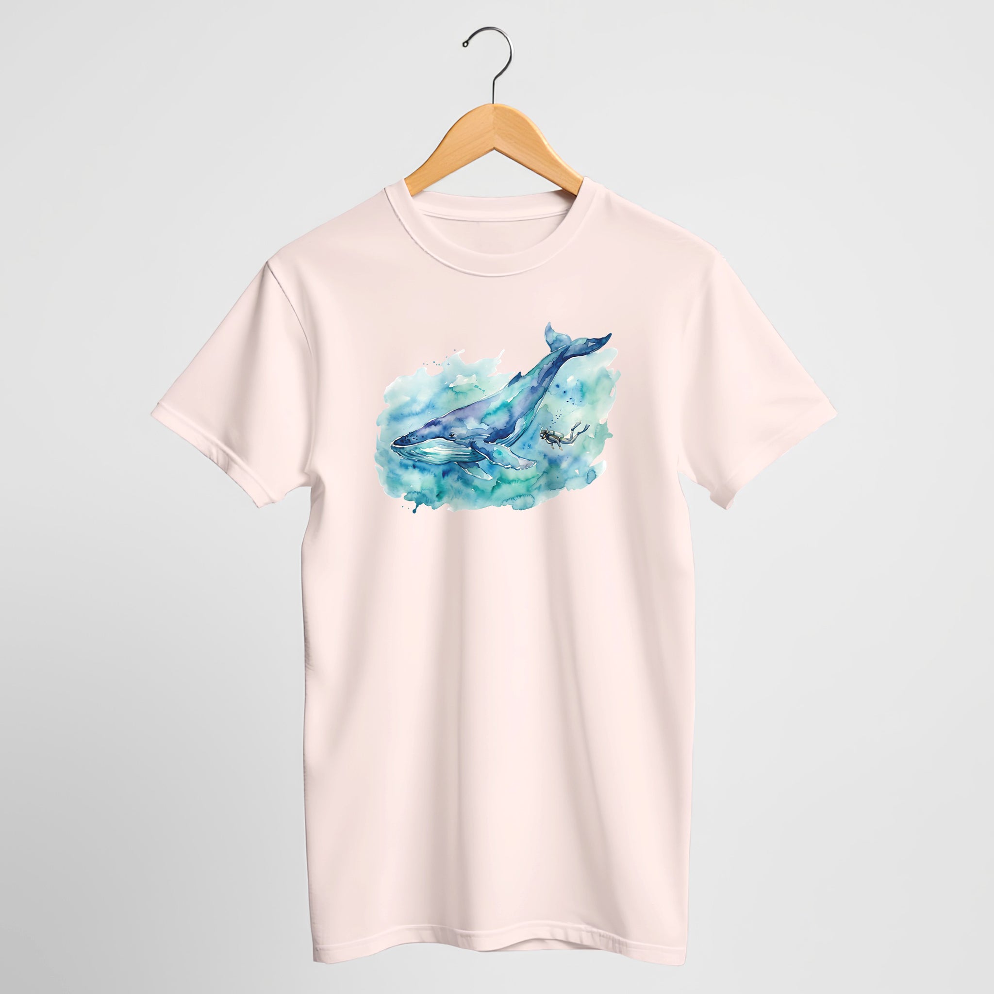 Diver & Whale Watercolor T-Shirt