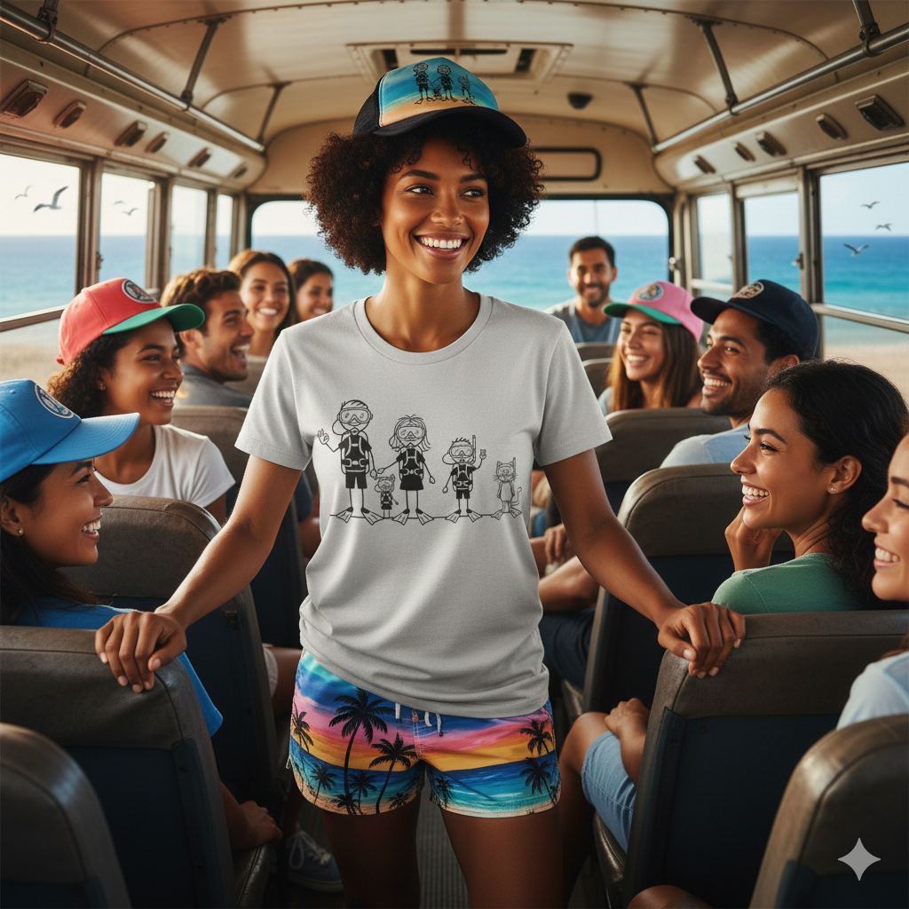 Scuba Diving Stick Figure Family T-Shirt