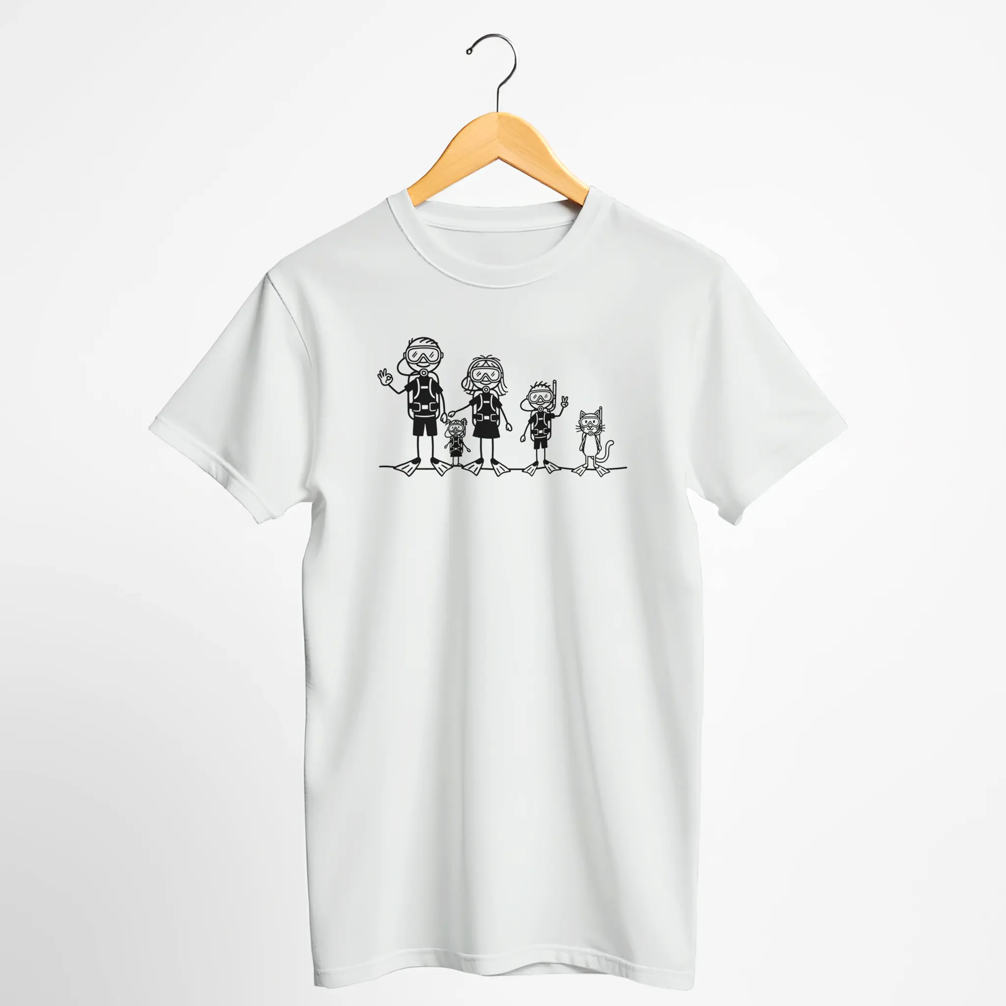 Scuba Diving Stick Figure Family T-Shirt